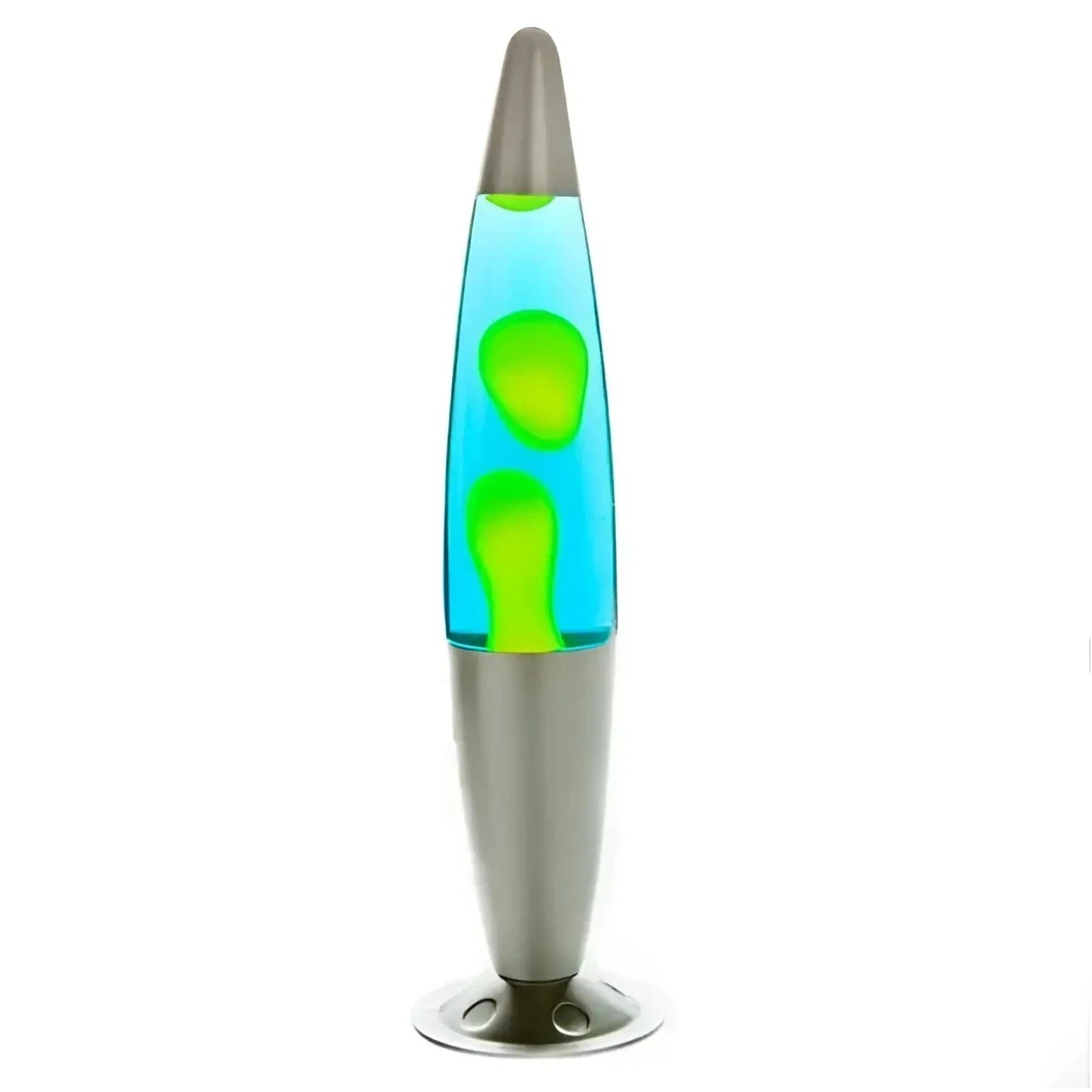 Peace Motion Lamp Silver Base Yellow Wax Blue Liquid