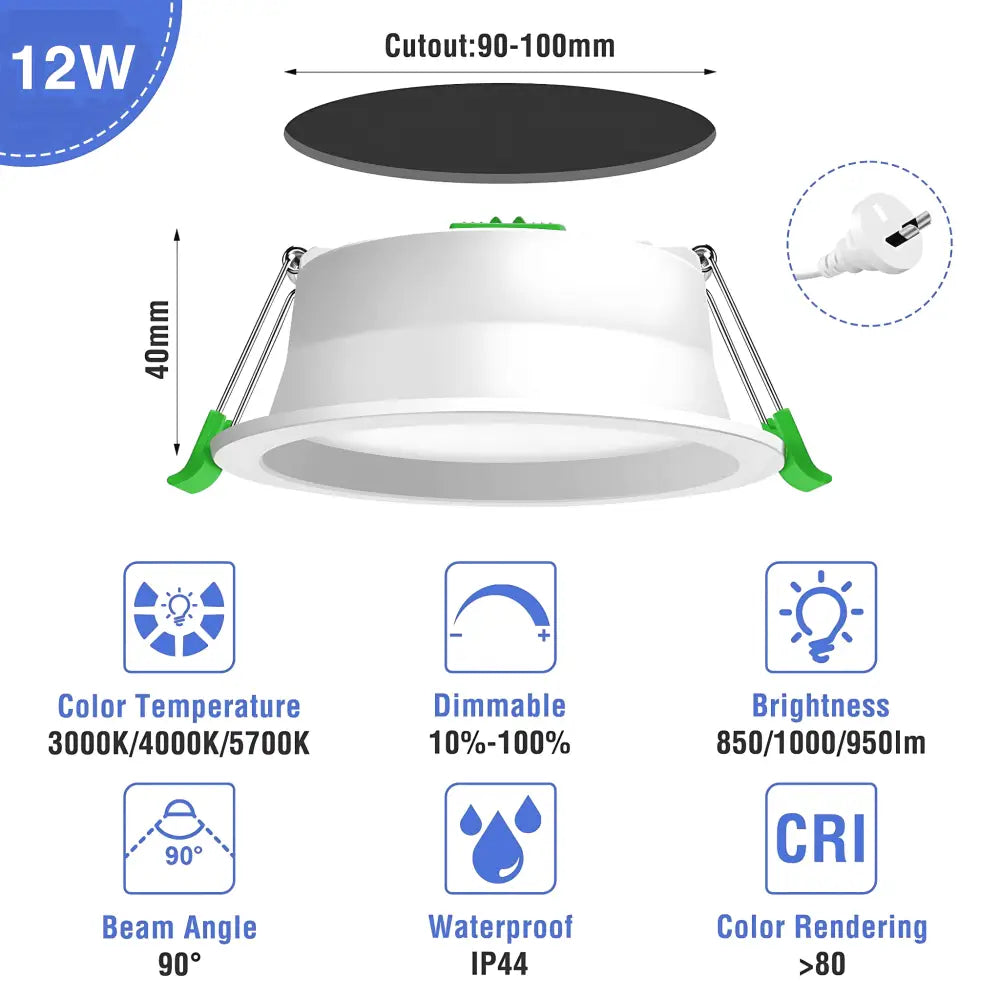 Green Earth Lighting Australia Home & Garden > Lighting 12W Tri-Colour Dimmable LED Downlight | 90mm Cut Out | Reno Optix RENOX