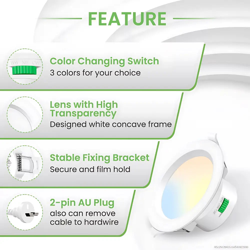 13W Tri-Colour Dimmable LED Downlight | 90mm Cut Out | Reno Powerlux Trade Pack 10 - Home & Garden > Lighting