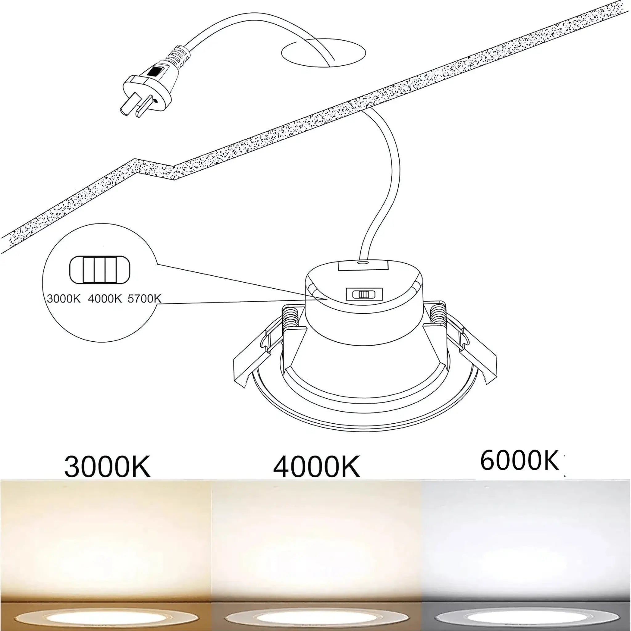 Reno 12w Tri-colour Led Dimmable Recessed Ceiling