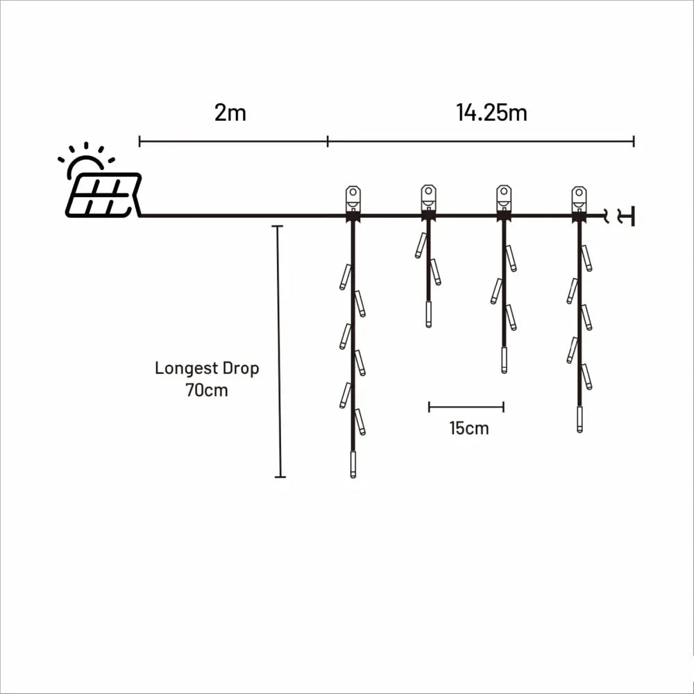 Lexi Lighting Curtain&Icicle Light Warmwhite Solar 480 LED Icicle Light - 4 Colour Options