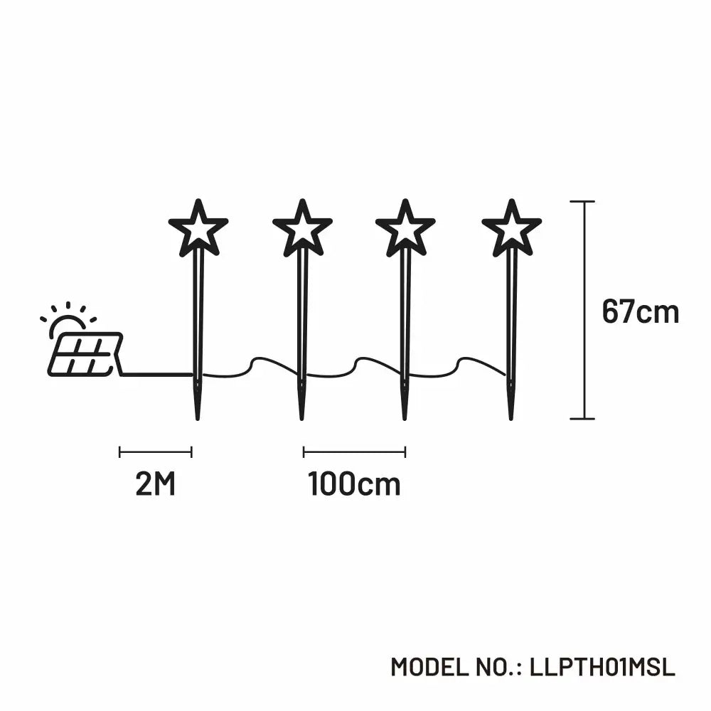 Promo Christmas Path Light Solar Power Set of 4 LED Star Path Light LLPTH01MSL-P