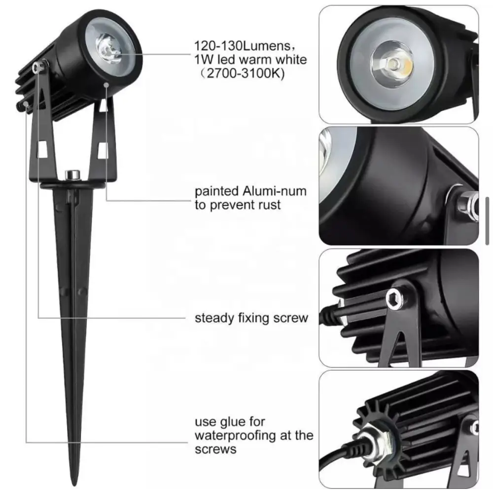 Green Earth Lighting Australia Garden Series II Professional Grade 3000K 4 Piece DIY LED Solar 4 in 1 Garden Spike Kit MONET3K
