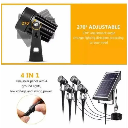 Green Earth Lighting Australia Garden Series II Professional Grade 3000K 4 Piece DIY LED Solar 4 in 1 Garden Spike Kit MONET3K