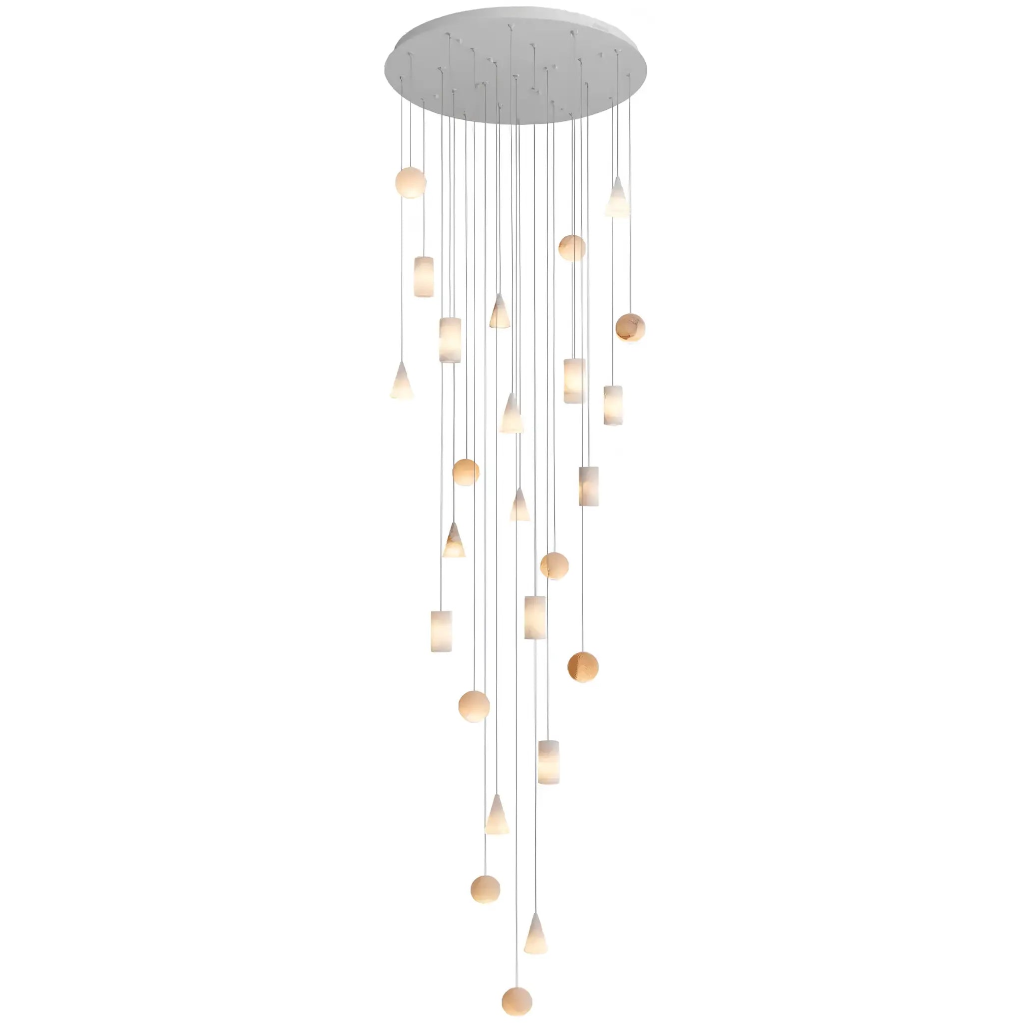 Sorrento 25 Led Alabaster Multi Drop Staircase Pendant