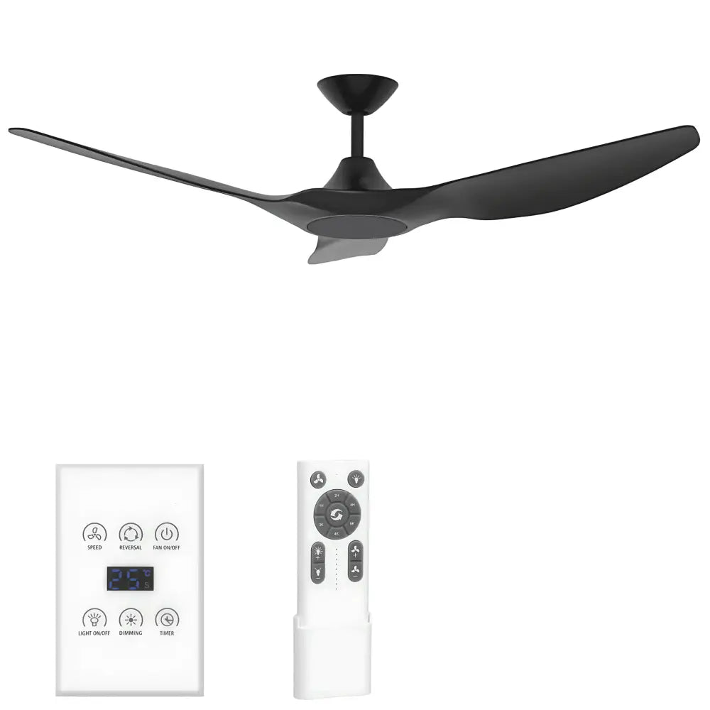 Green Earth Lighting Australia Ceiling Fan STRIKE 48" Black DC Ceiling Fan with Remote & Wall Control 60131+CFA-WC1