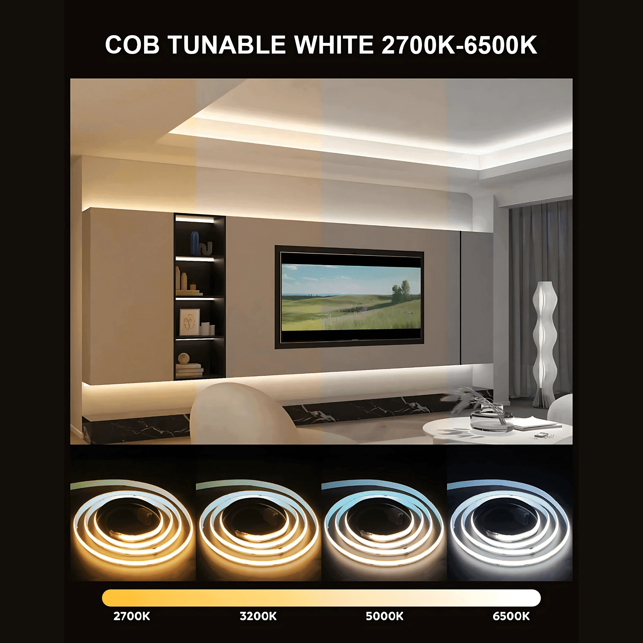 Strippy Home & Garden > Lighting Strippy 5m CCT Tunable COB LED Strip Light Kit | Dimmable with Smart App & Remote Control LBCCT5M