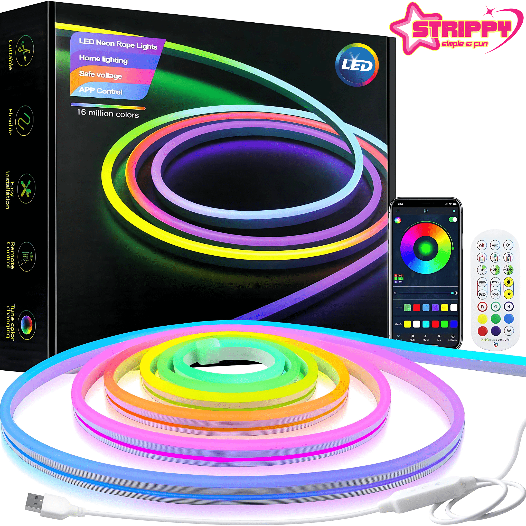 Green Earth Lighting Australia Home & Garden > Lighting > Night Lights & Ambient Lighting STRIPPY PARTY BEAM: 5M Waterproof RGB+IC Neon LED Strip Light Kit PB