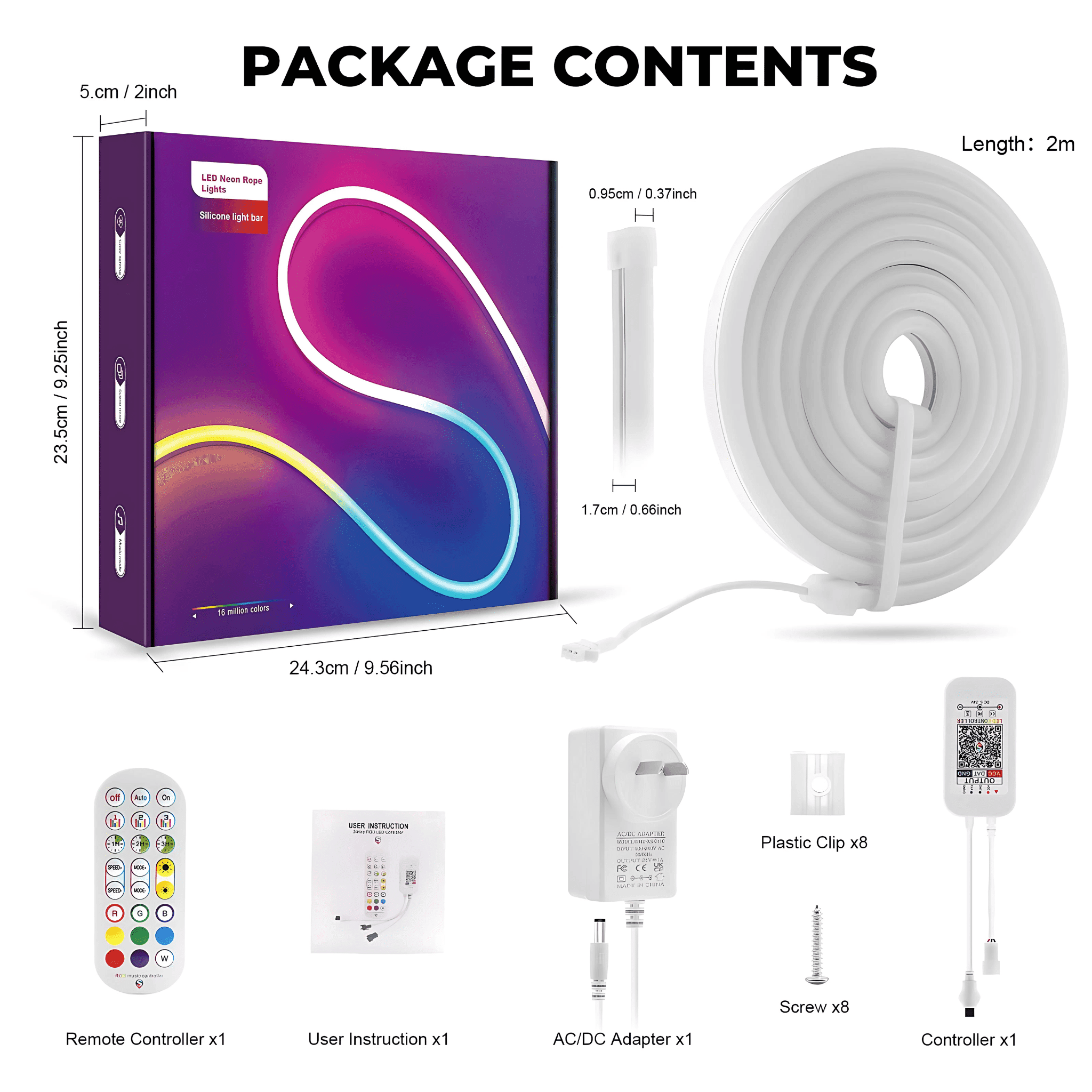 Strippy Home & Garden > Lighting > Night Lights & Ambient Lighting Strippy Party Beam: 2M RGB+IC Neon LED Strip Light Kit | Smart App & Remote PB