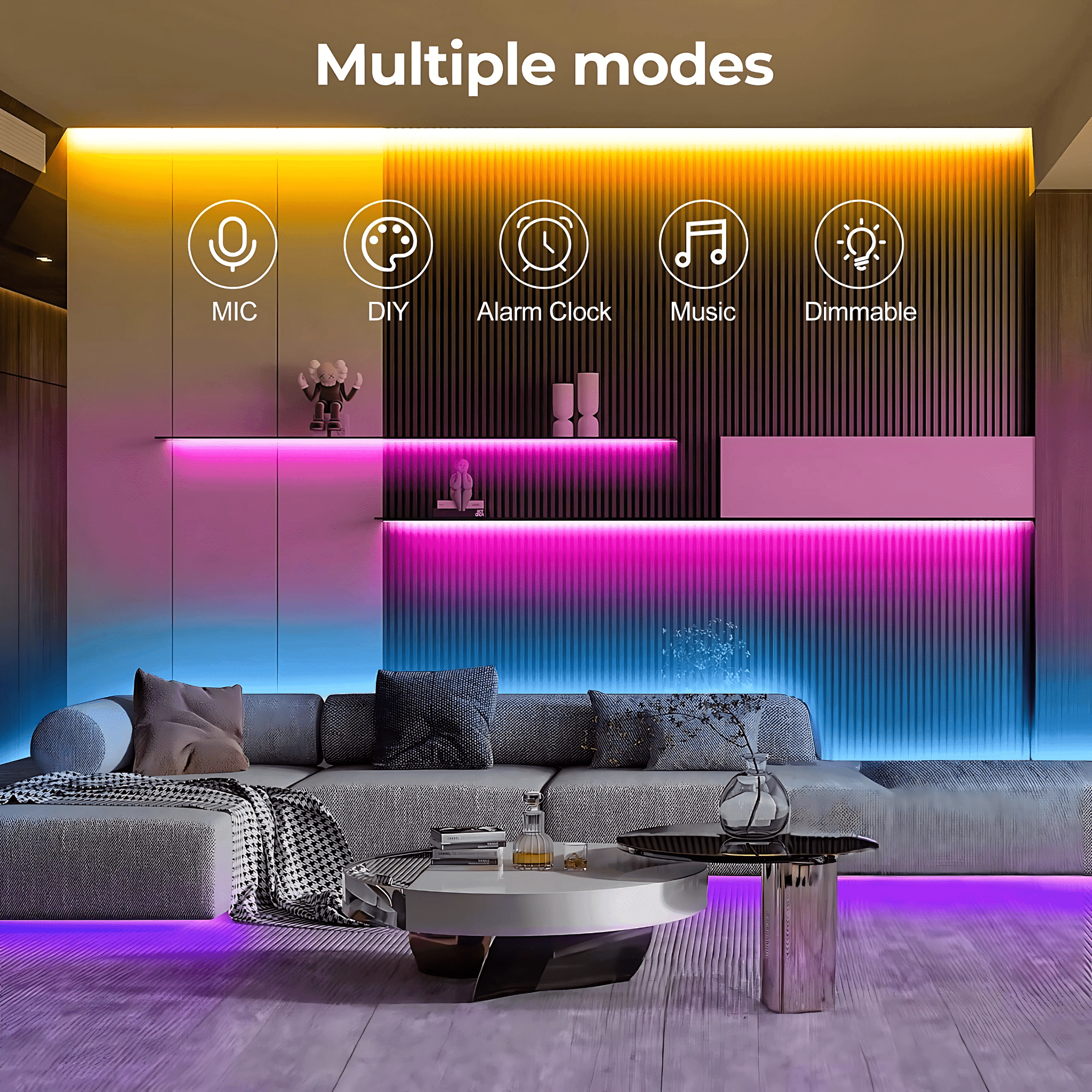 Strippy Home & Garden > Lighting > Night Lights & Ambient Lighting Strippy Party Beam: 2M RGB+IC Neon LED Strip Light Kit | Smart App & Remote PB
