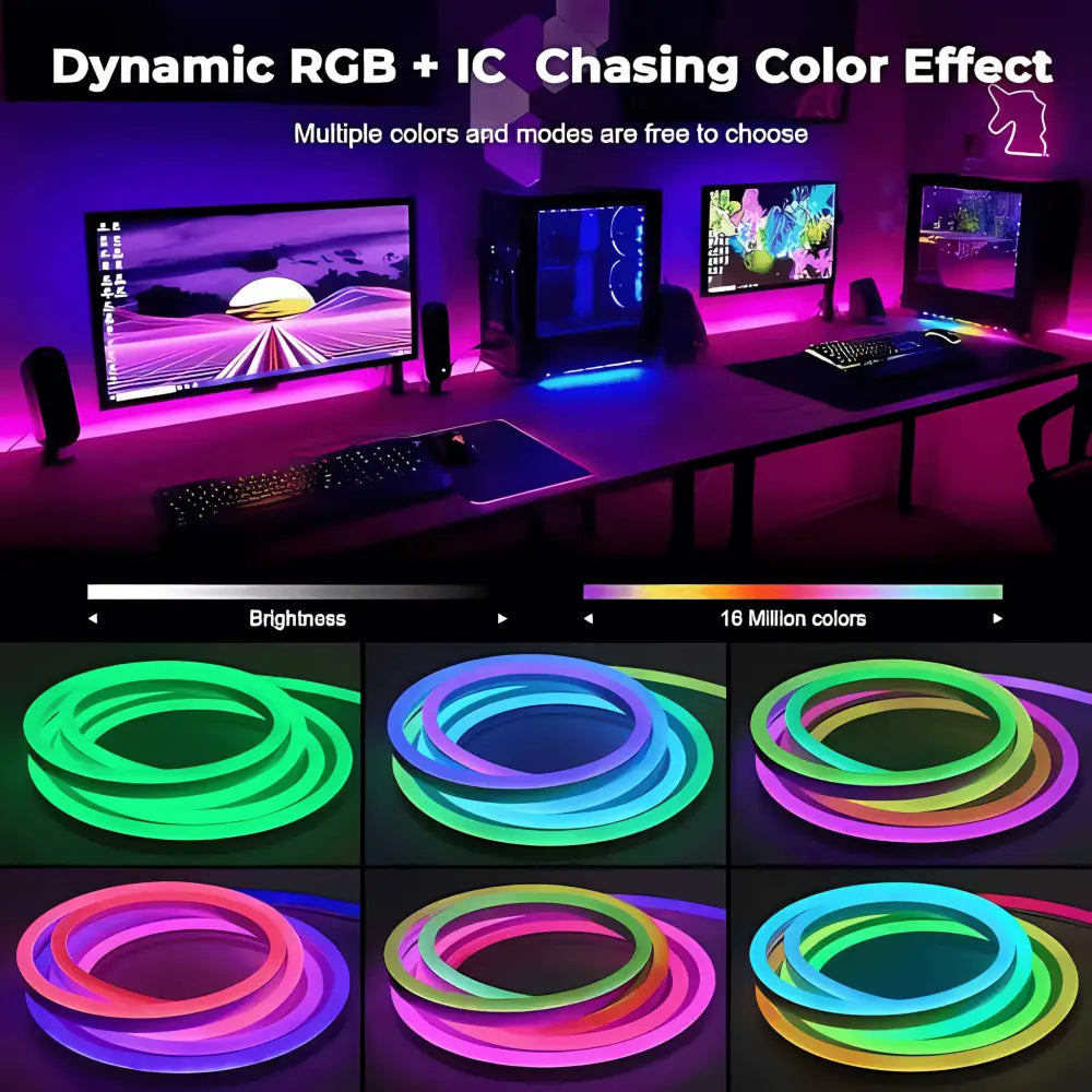 Strippy Home & Garden > Lighting > Night Lights & Ambient Lighting Strippy Party Beam: 2M RGB+IC Neon LED Strip Light Kit | Smart App & Remote PB