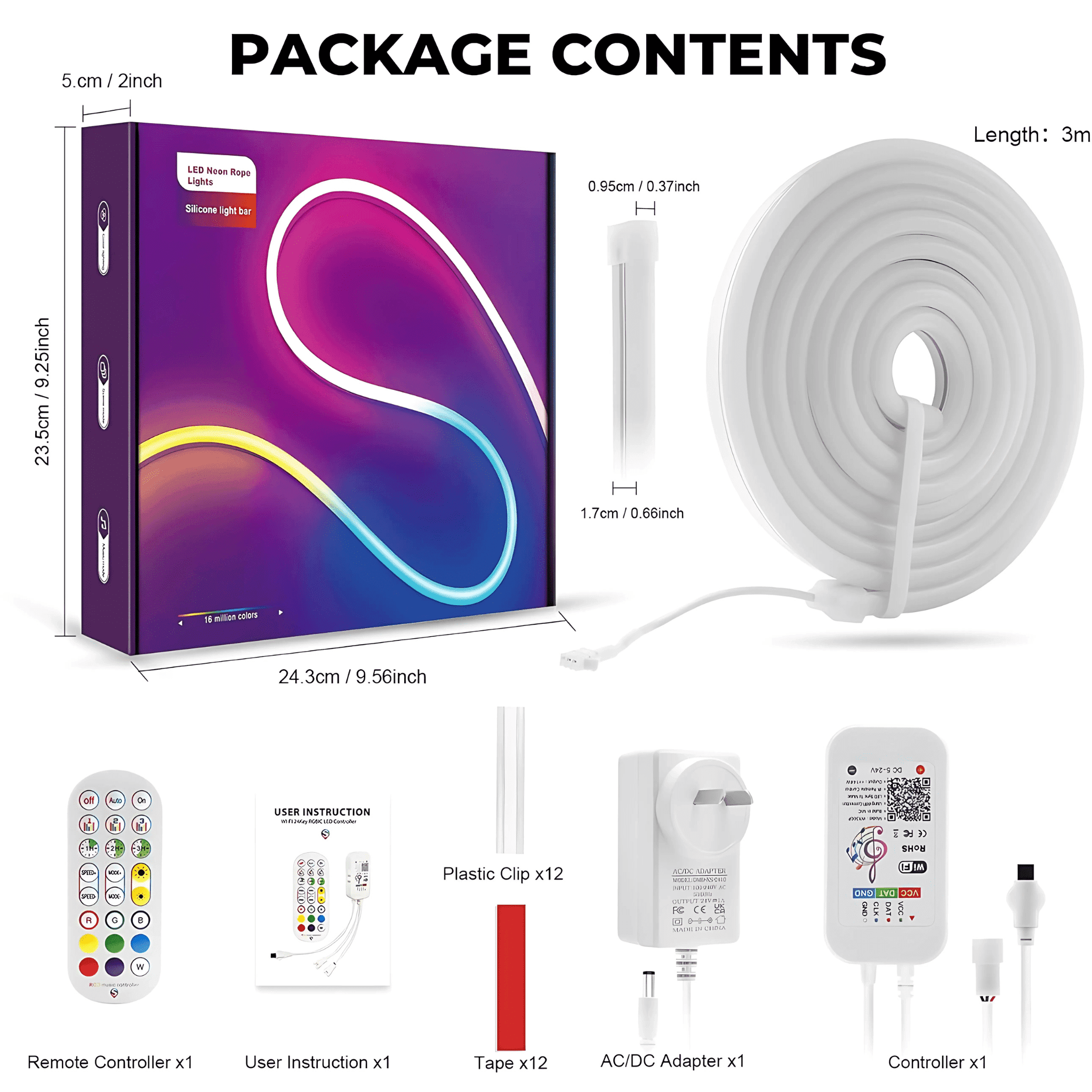 Strippy Home & Garden > Lighting > Night Lights & Ambient Lighting Strippy Party Beam: 3M RGB+IC Neon LED Strip Light Kit | WiFi Smart App & Remote PBWIFI
