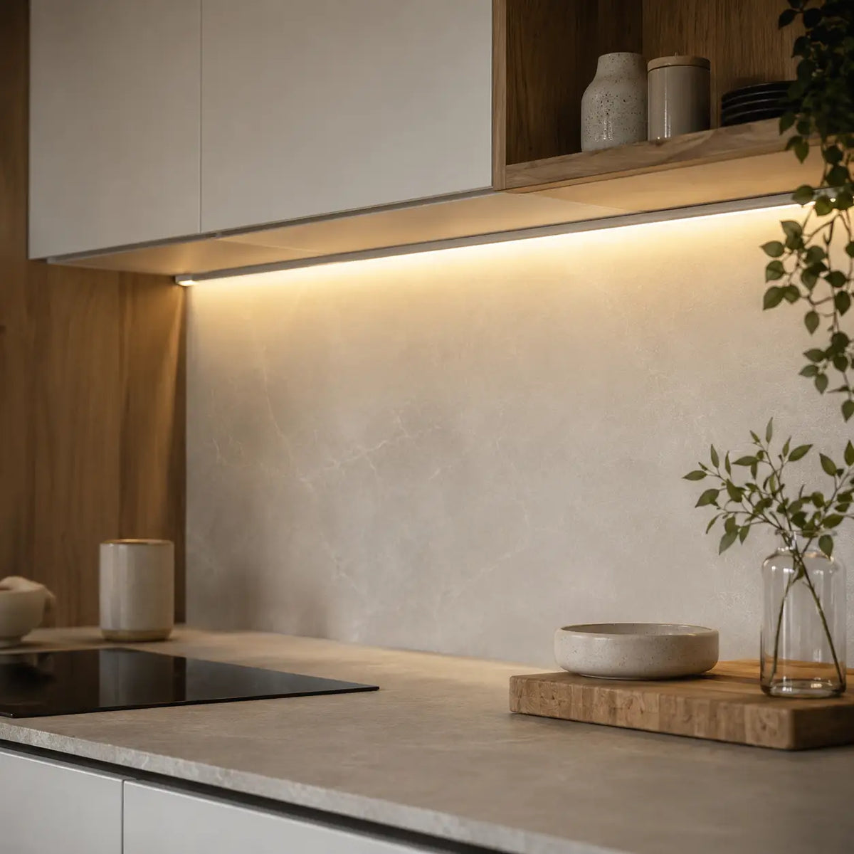 Kitchen Surface Mount Corner Aluminium Profile - Silver 12mm Width