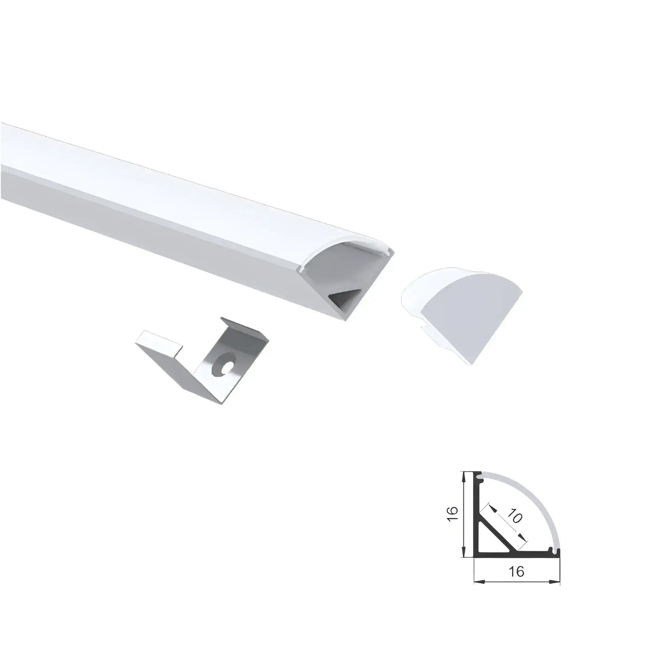 Surface Mount Corner Aluminium Profile - Silver 12mm