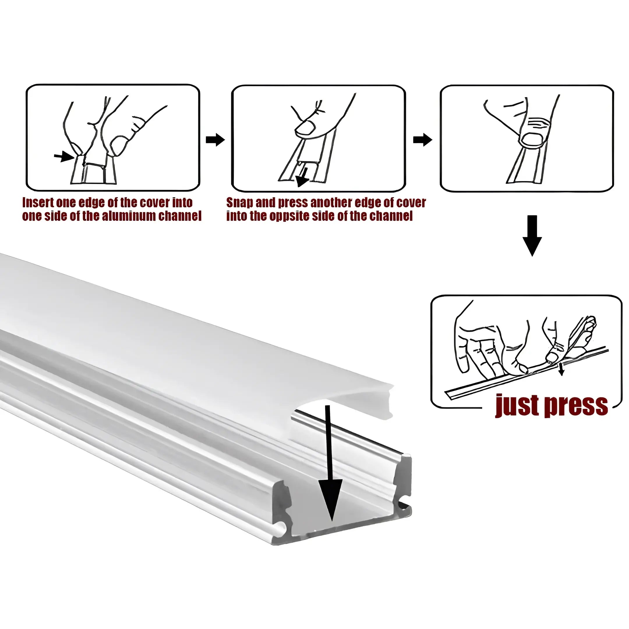 Surface Mount Corner Aluminium Profile - Silver 12mm