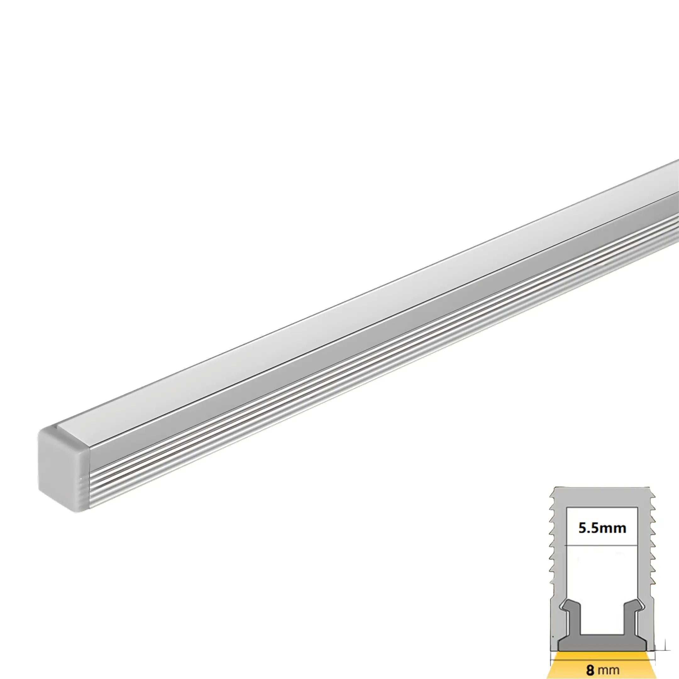 Surface Mount Micro Aluminium Profile - Silver 5mm