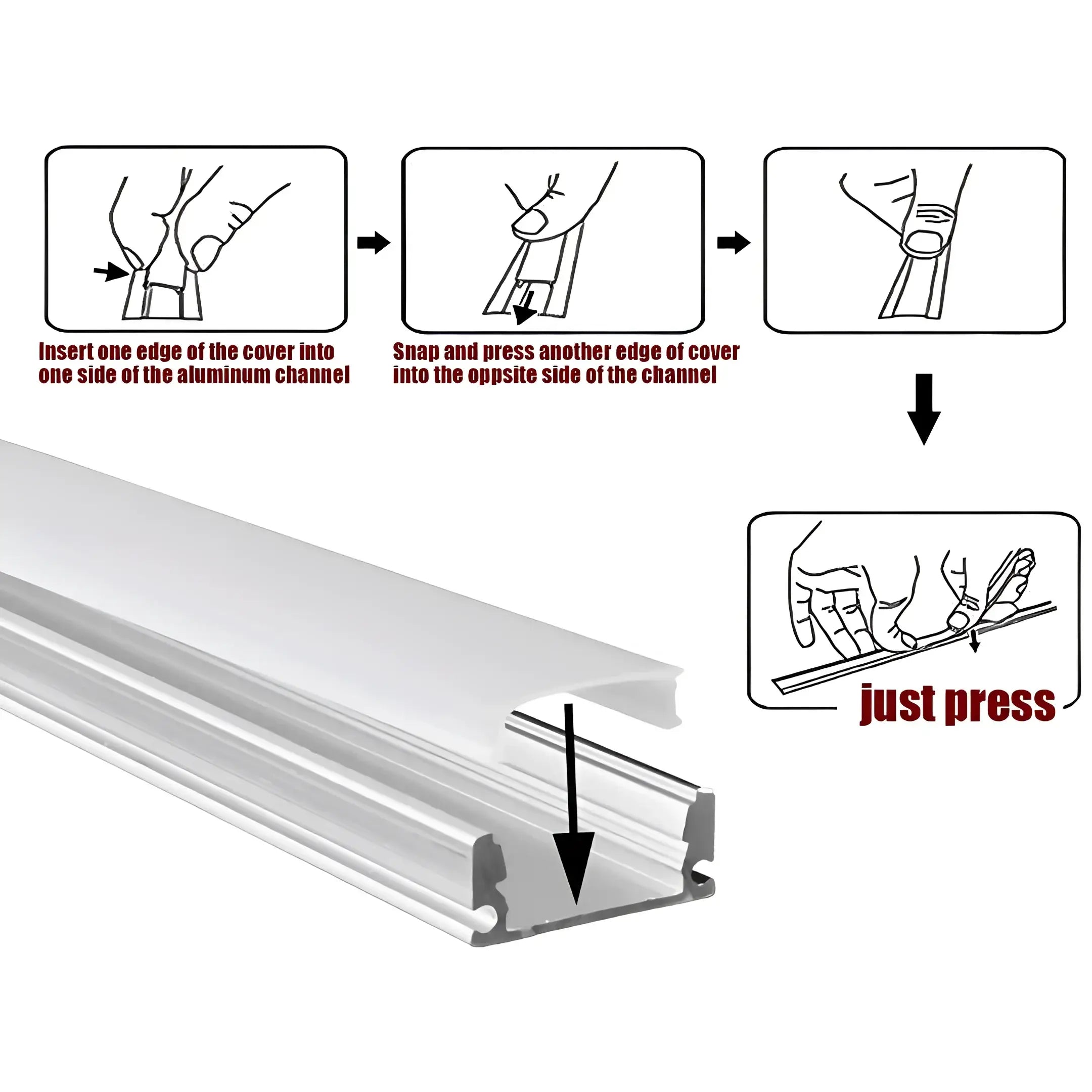 Surface Mount Led Aluminium Profile Black 12mm Strip