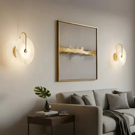 Telbix Zonder 5w Antique Gold Marbled Glass Wall Light