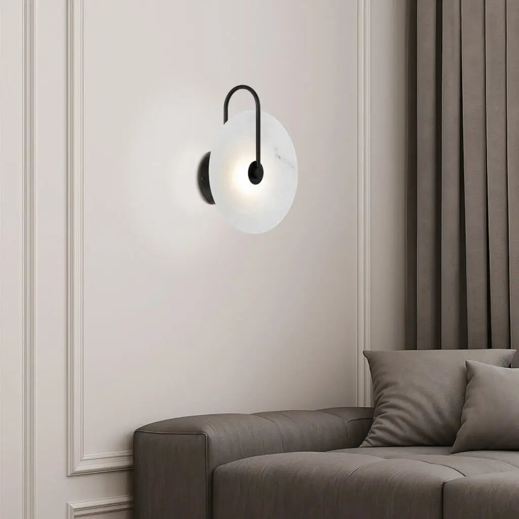 Telbix Zonder Black Marbled Glass Diffuser Wall Light