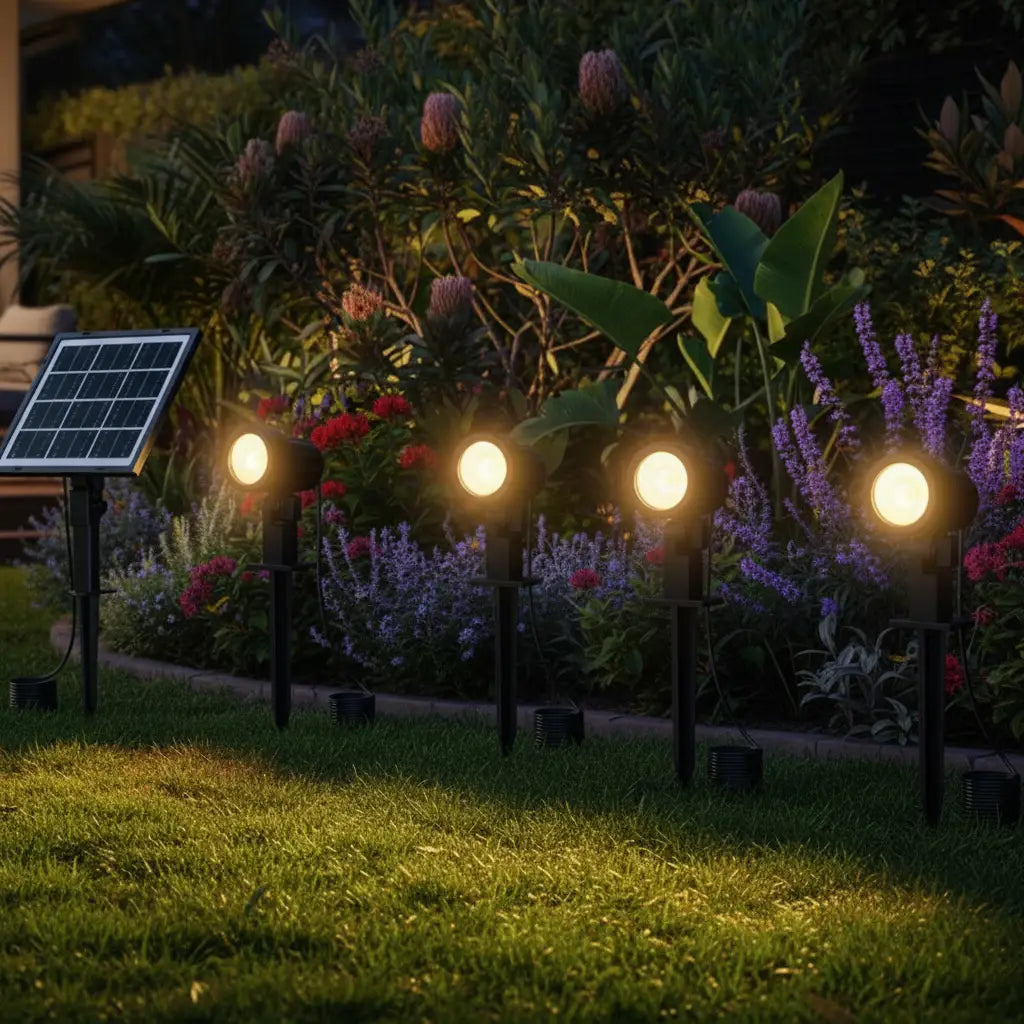 Botanical 4-in-1 Tri-Colour LED Solar Spotlights Garden Spike Kit