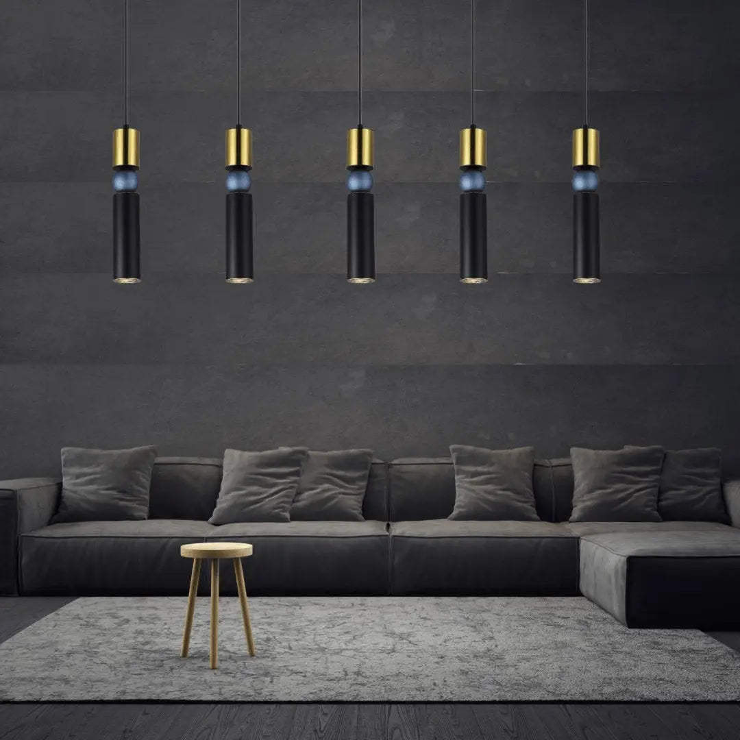 Venice 6W Tri-Colour Matt Black Single Pendant Light