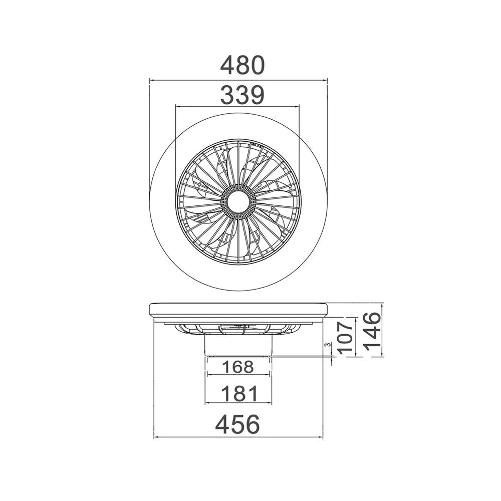 Viftu1 19 Inch Low Profile Dc Ceiling Fan with Led
