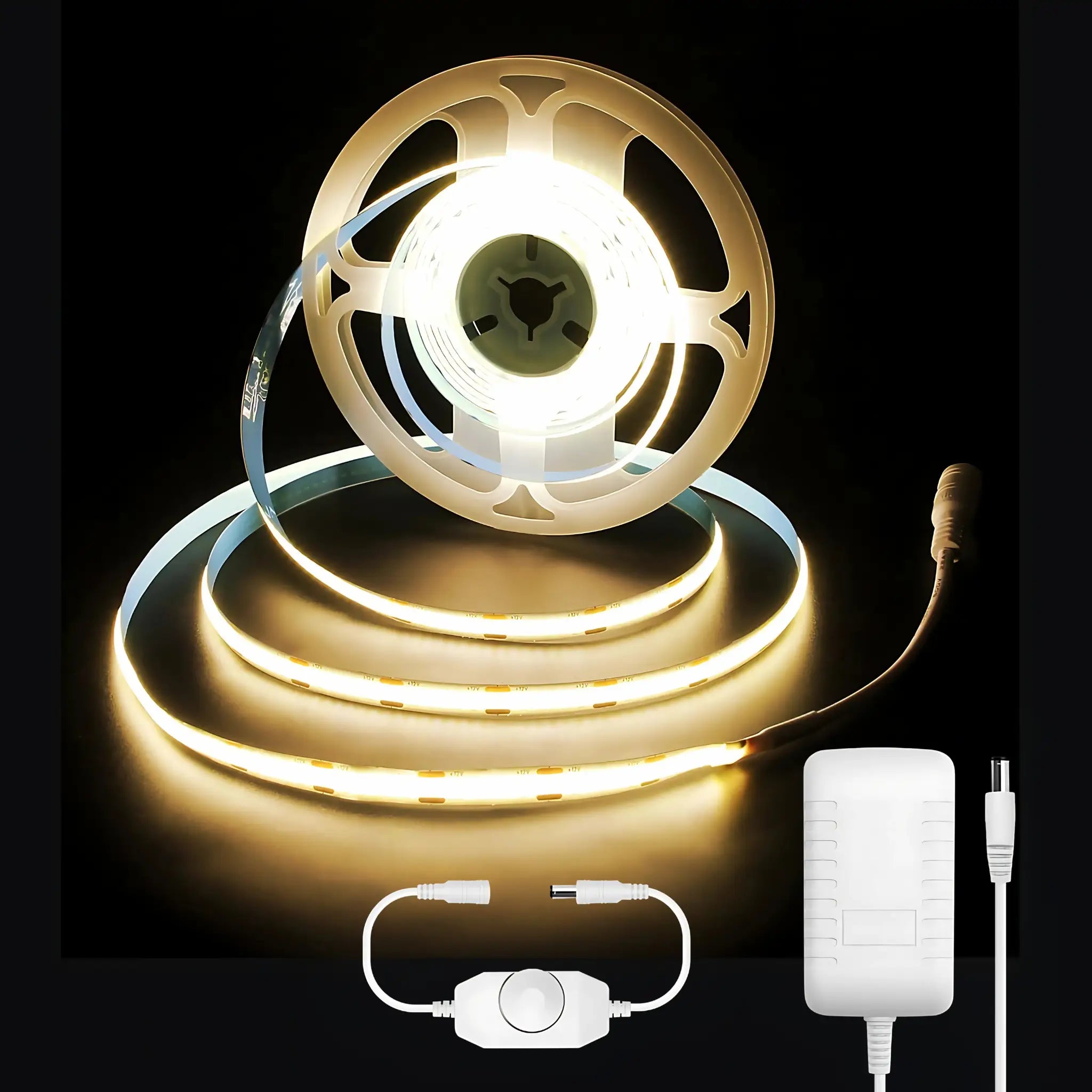 5m Dimmable Dotless Cob Led Strip Light Kit 12w - Warm White
