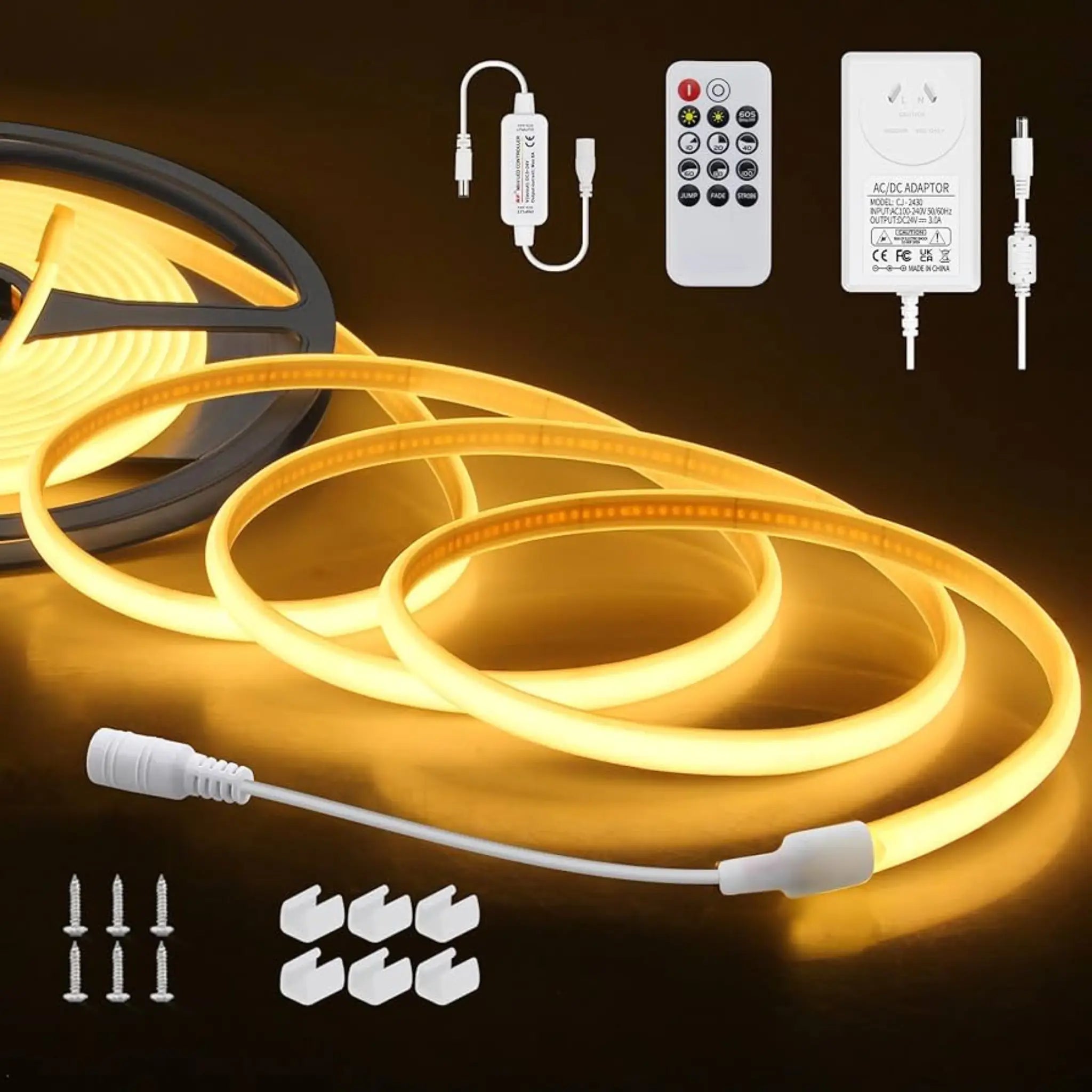 Ip67 Dotless Cob Waterproof Led Strip Light Kit 5m - Warm White