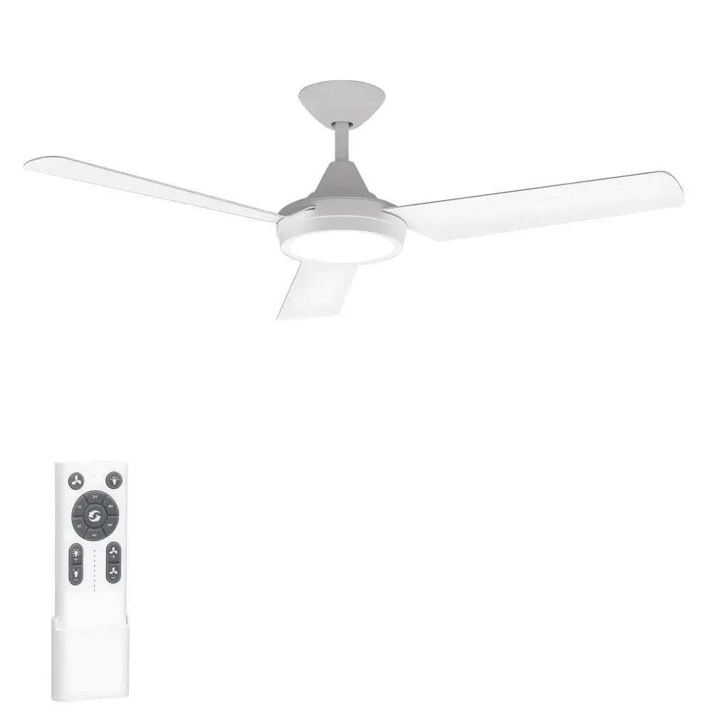 Axis 48-inch DC ceiling fan with remote, CCT LED light, modern white design