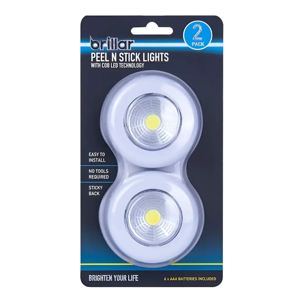 Brillar Per twin pack Wireless Peel n Stick Lights with COB LED Technology 2pk BR0014