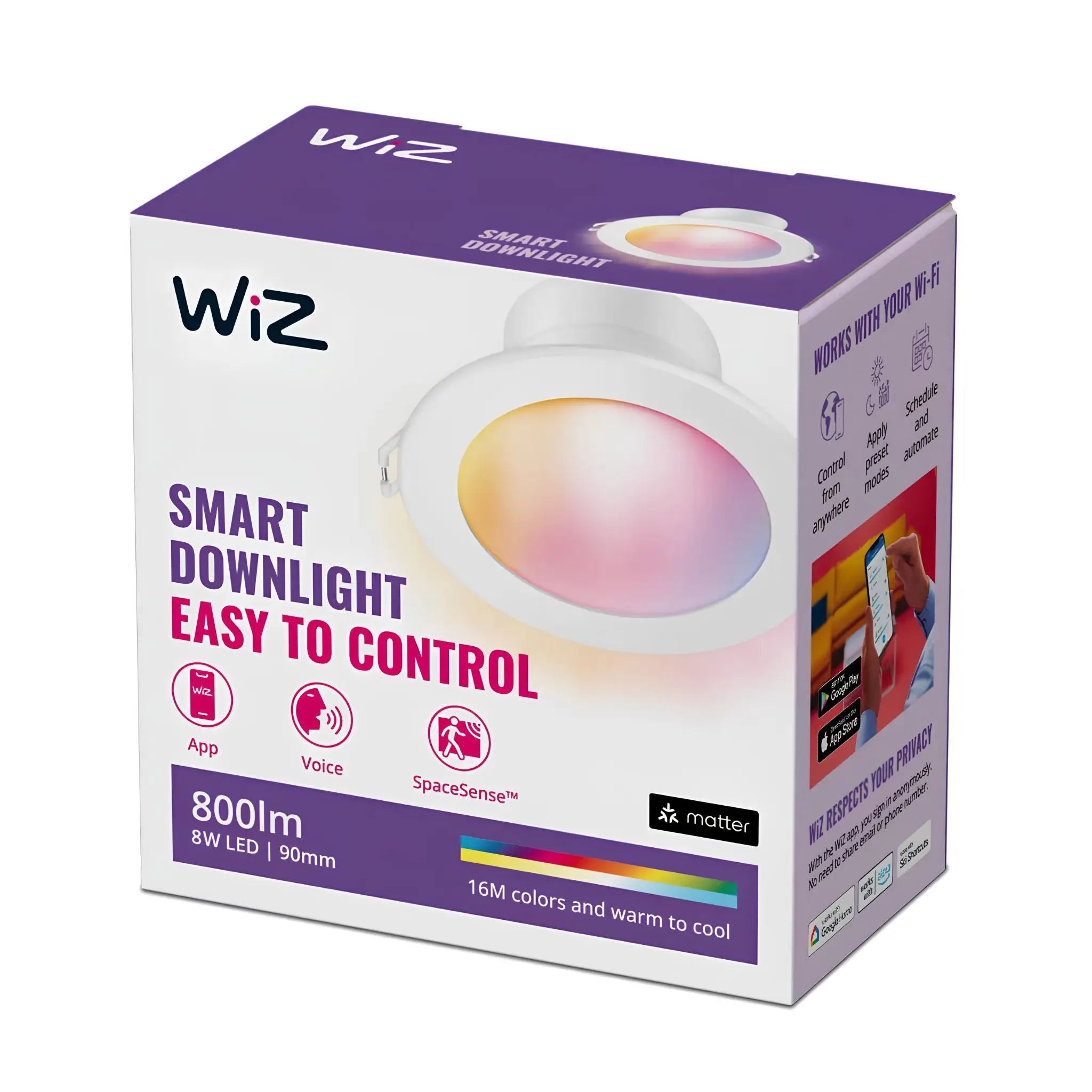 Wiz smart downlight packaging on a white background