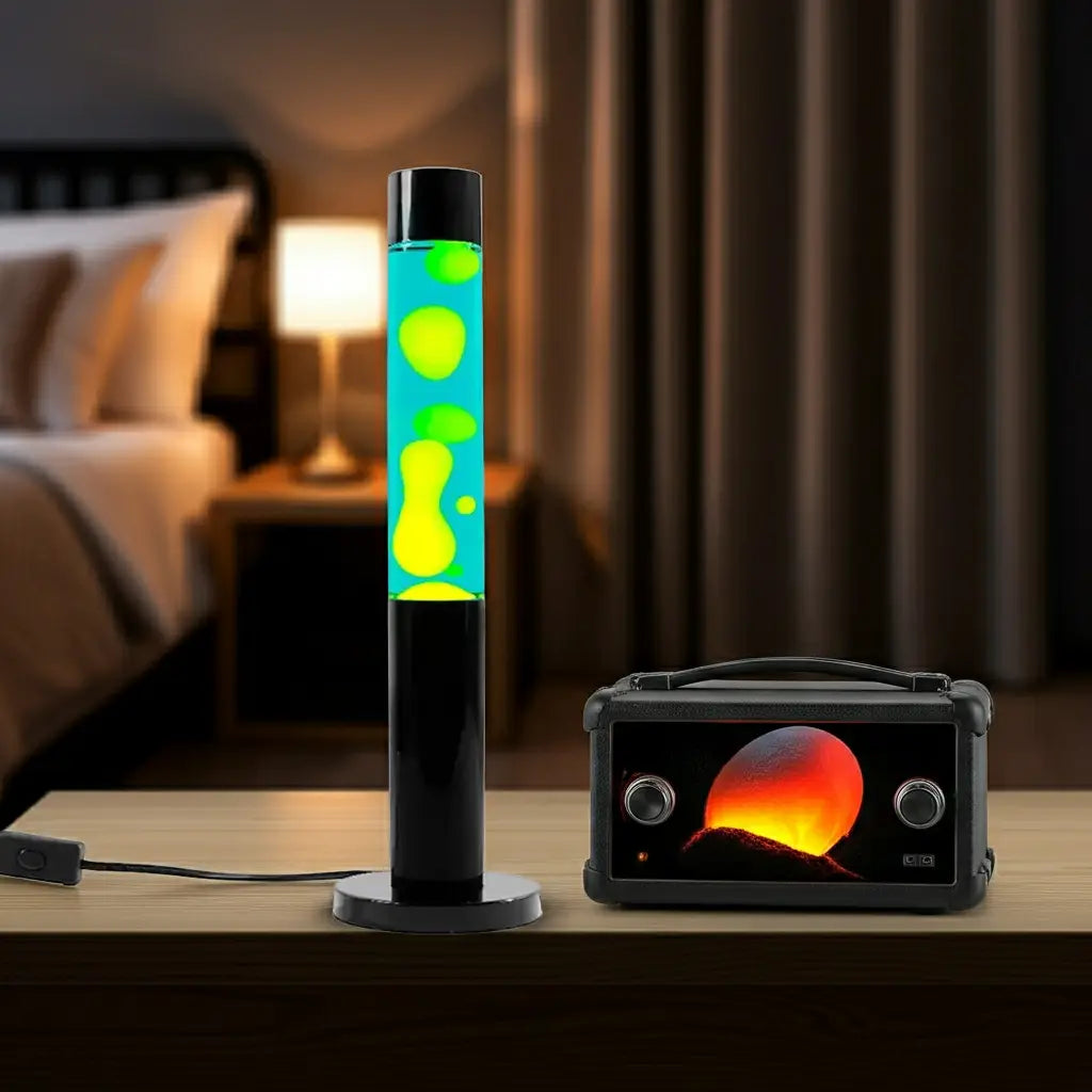 Yellow Blue Column Motion Lava Lamp Green Earth
