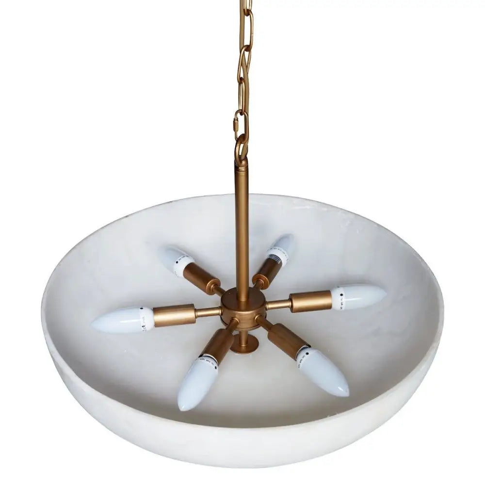 Green Earth Lighting Australia Home & Garden > Lighting Zurich Brushed Brass Alabaster 6 Light Pendant 20864