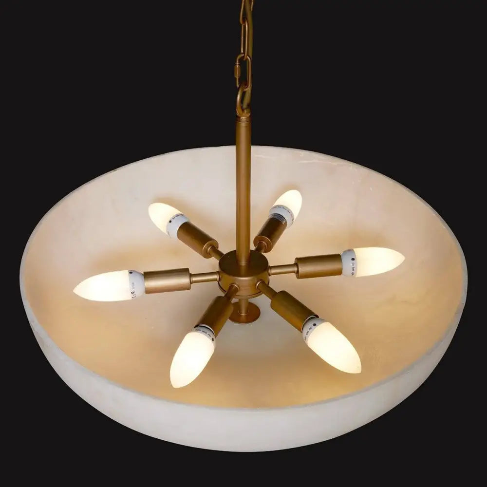 Green Earth Lighting Australia Home & Garden > Lighting Zurich Brushed Brass Alabaster 6 Light Pendant 20864